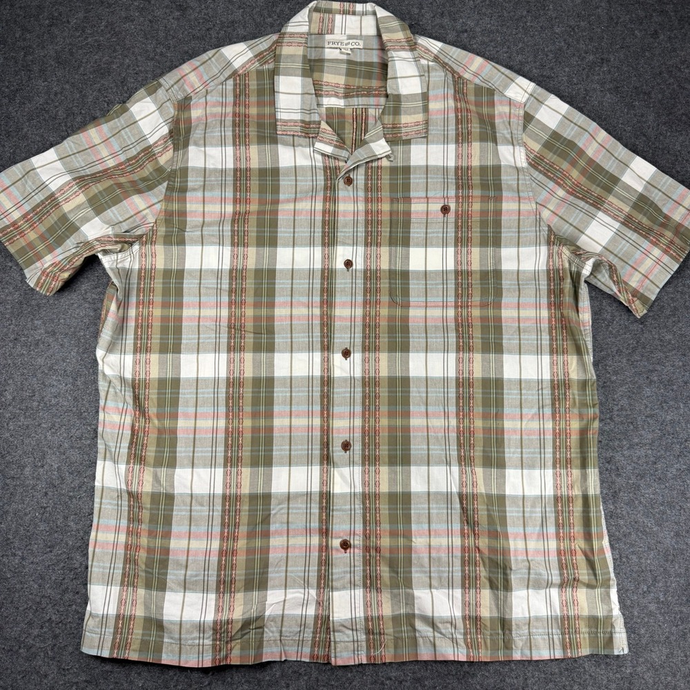 Frye and Co. Mens 3XLT Plaid Camp‎ Button Up Casual Short Sleeve Shirt